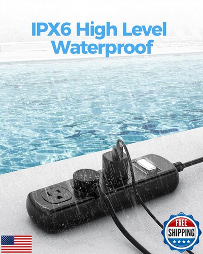 EIGSO Outdoor Steckdosenleiste wetterfest, IPX6 Grade wasserdicht Überspannungsschutz - Bild 3 von 5
