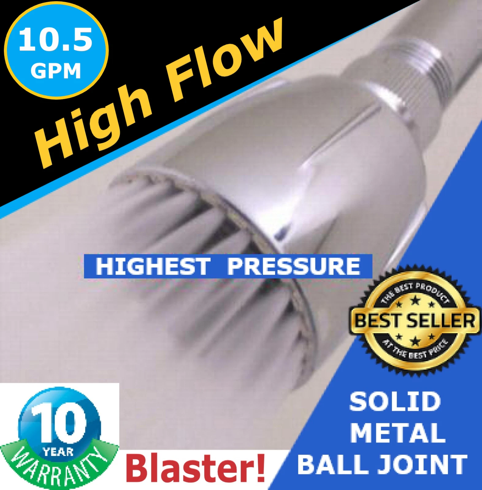 The Seinfeld "Commando-450" High Flow Shower Head High Pressure 10.5 Top Seller
Opens in a new windo