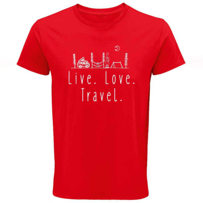 T-Shirts Live Love Travel Salogan Unisex bedruckt