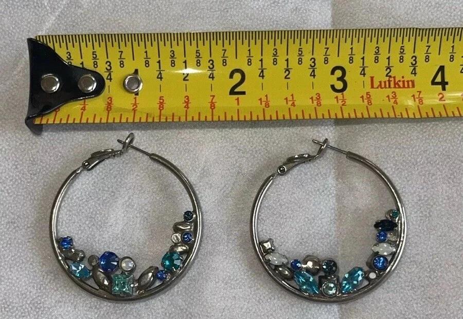 Электрические синие ограненные камни и серебряные серьги-кольца Sorrelli СНЯТЫ С ПРОИЗВОДСТВА  - Изображение 3 из 4