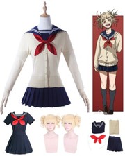 My Hero Academia Himiko Toga Cosplay Costume Wig JK Uniform Outfit Full Set