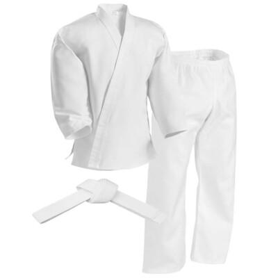 Karateanzug für Kinder Weißes Kampfsport-Uniform-Set für Kinder Kostenloser Gürl