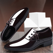 Men Business Shoes Patent Leather Lace Up Flats Wedding Party Shoes Footwear