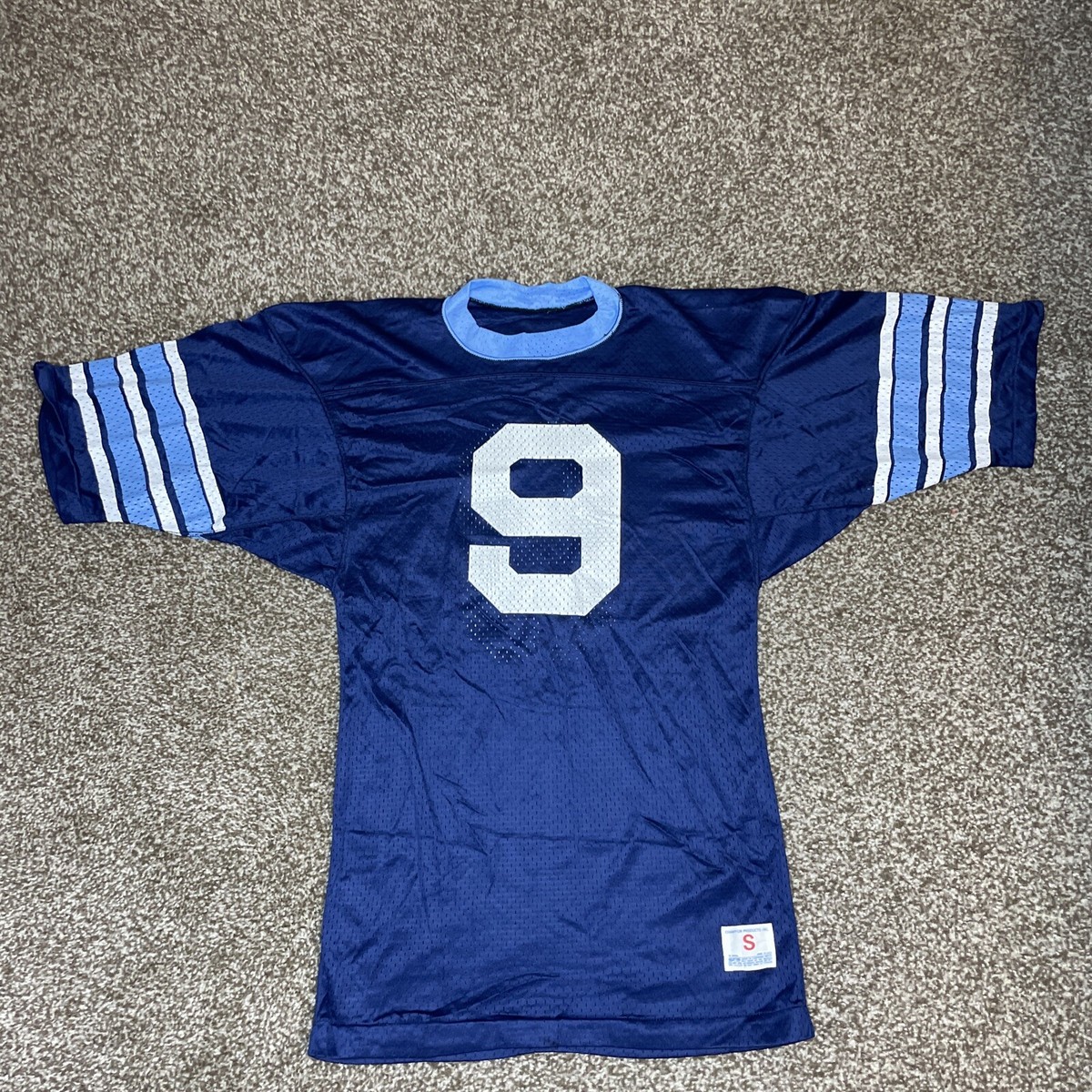 シャツ EXAMPLE MESHSATIN FOOTBALL VTG Champion Mesh Football Jersey 60's 70's Men's Small Blue