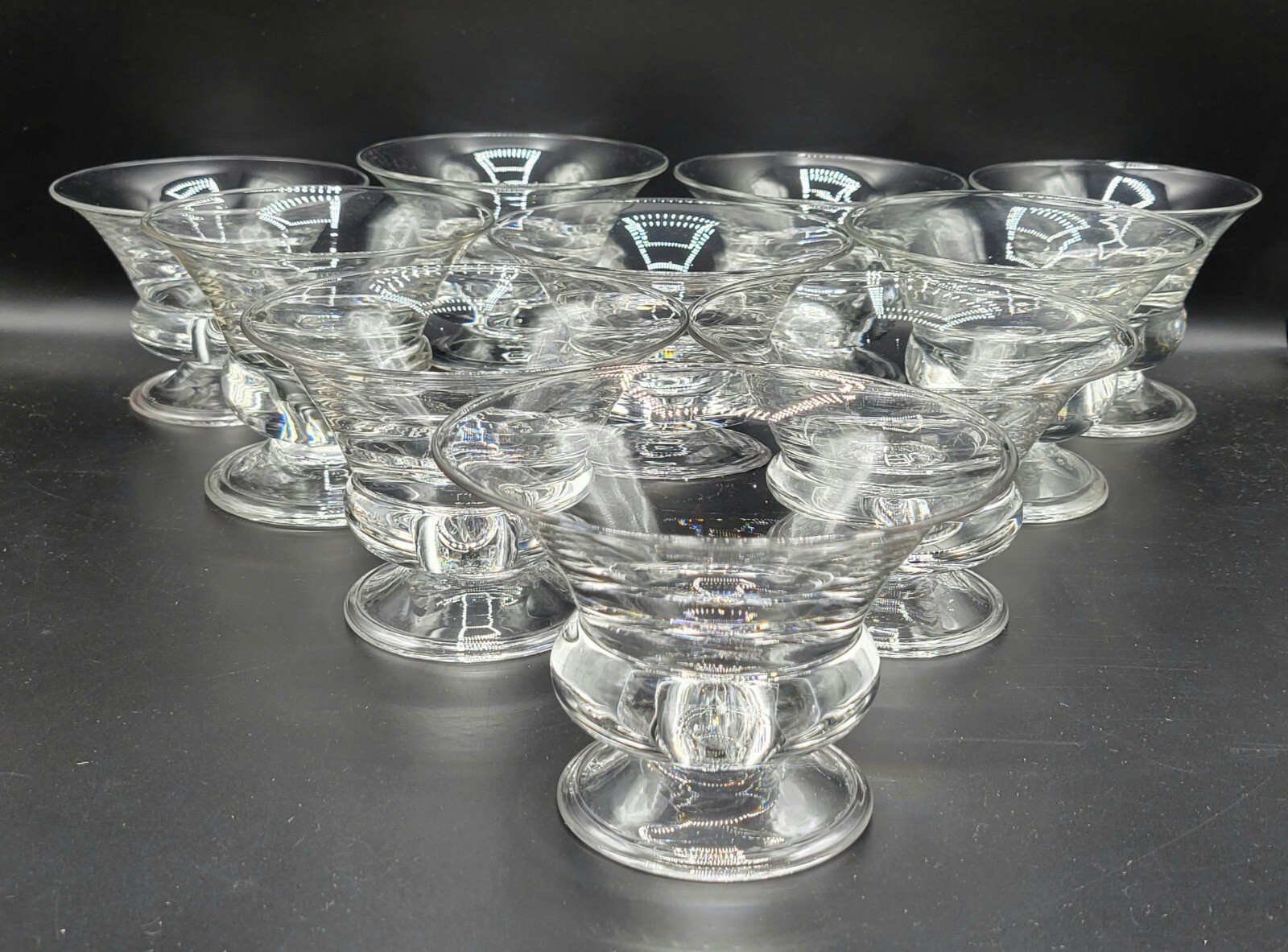 (10) Gundersen Pairpoint TEARDROP Baluster Stem Dessert, Sherbet