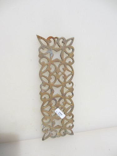 Victorian Brass Pierced Finger Plate Push Door Handle Antique Old Vintage - Picture 5 of 17