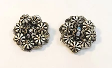 Vintage Alice Caviness Silver Rhinestone Little Flowers On Flower Earrings