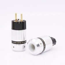 Pair EU Schuko Power plug Hi End Gold Plated IEC Connector for DIY Mains cable