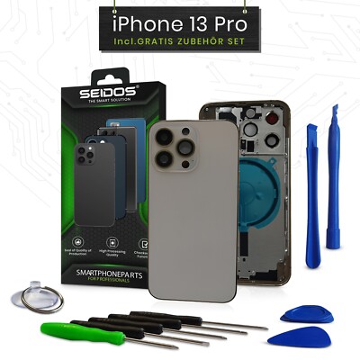 Backcover für iPhone 13 Pro Gold Gehäuse Rahmen Rückseite Frame Housing NEU