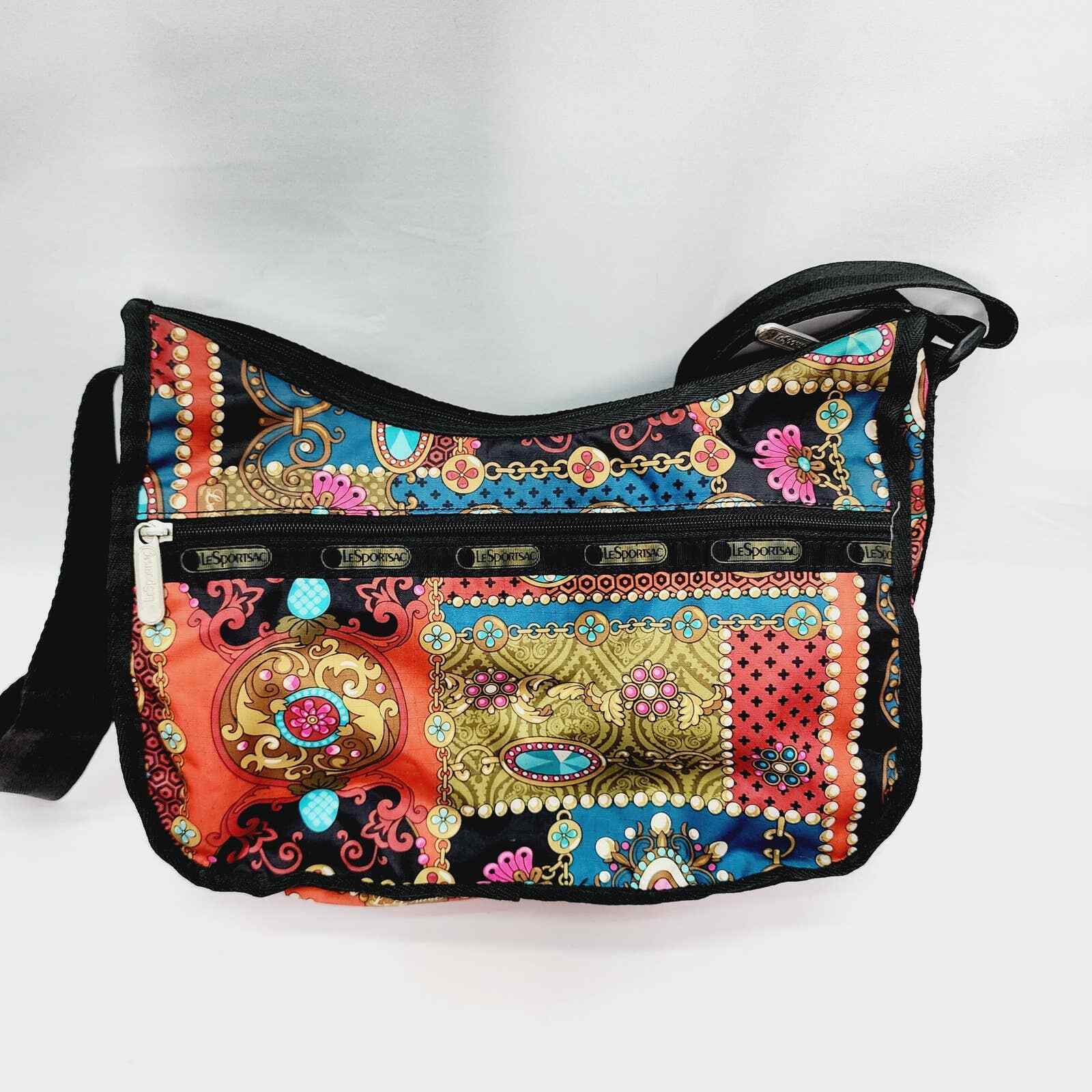 LESPORTSAC Deluxe Nylon Shoulder Satchel multicolor Jeweled Purse eBay