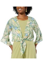 Antthony Originals Chiffon Bolero Sage Wispy Leaves