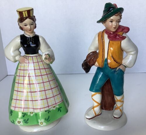 Figurines italiennes garçon et fille en céramique - Photo 1 sur 6