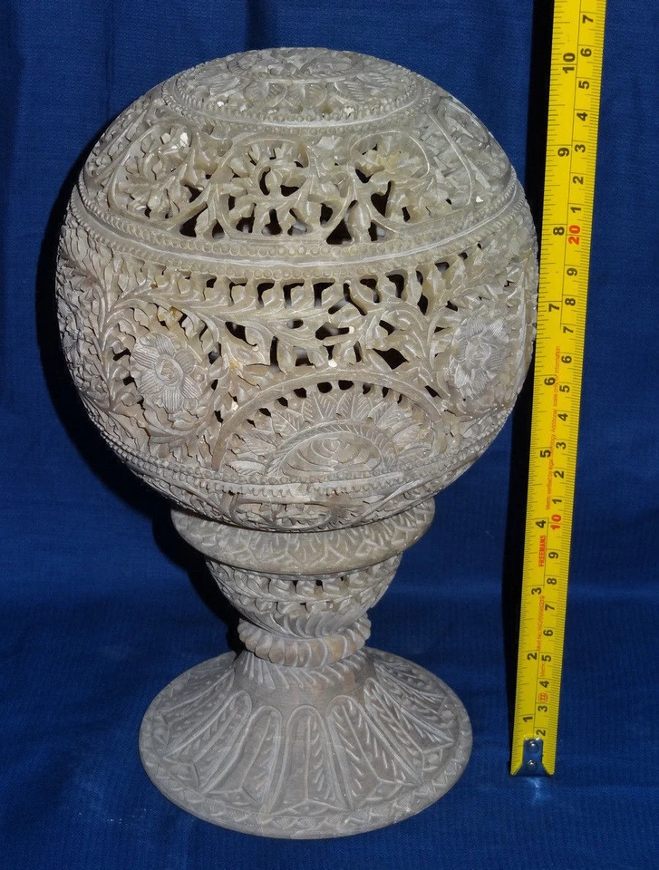 Lámpara de mármol tallada a mano aroma luz de té candelabro decoración habitación hogar Foto 2 de 3