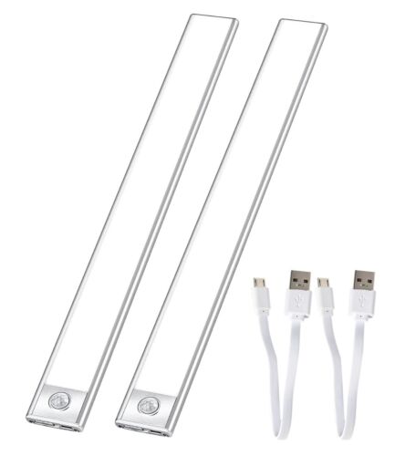 2x LED Motion Sensor Strip Light USB Rechargeable Magnetic Cabinet Closet Lamp - Picture 1 of 20