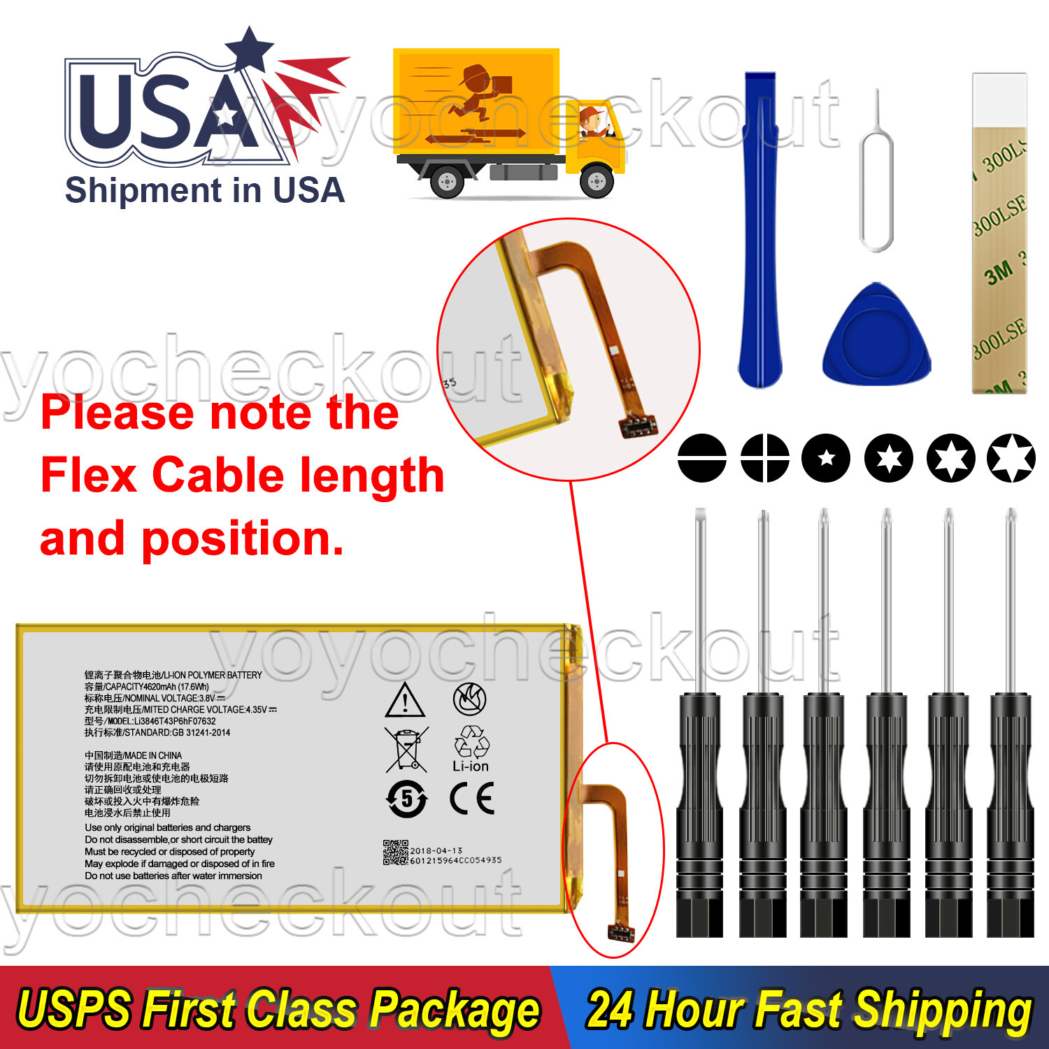for AT&T ZTE Trek 2 HD K88 Replacement Battery Li3846T43P6hF07632 Tool