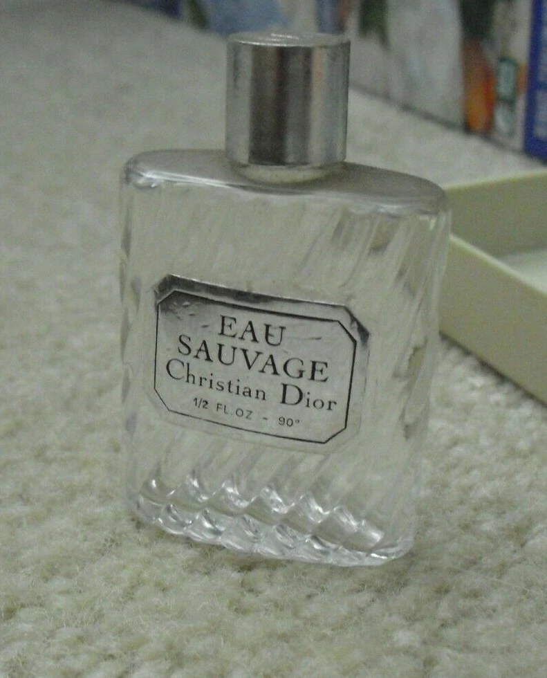 Small Vintage Empty France Made Crystal Christian Dior Eau Sauvage Bottle