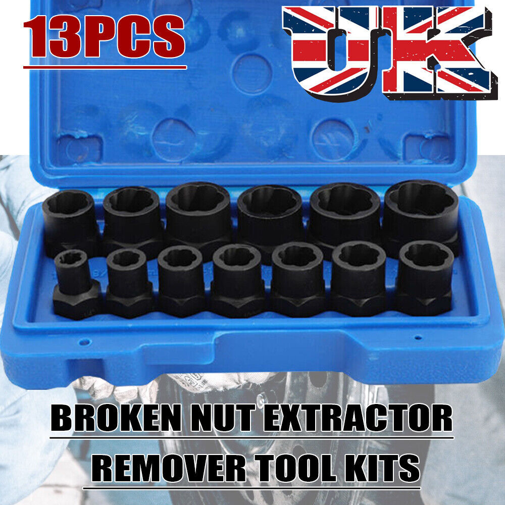 13PCS Bolt Extractor Impact Socket Set 3/8" Dr Damaged&Rounded Nut Remover Tool