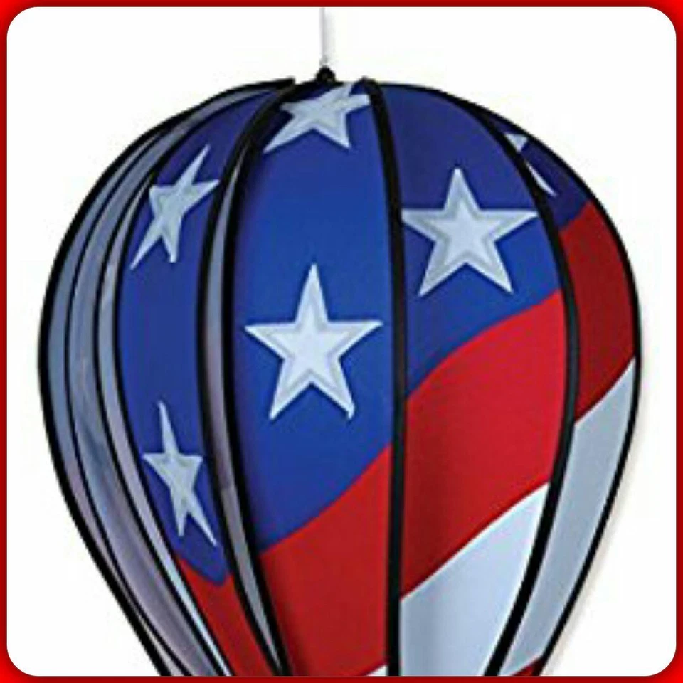 PREMIER DESIGNS PATRIOTIC FLAG HOT AIR BALLOON WIND SPINNER STARS STRIPES 25778 - Image 2 of 3