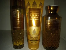 Bath & Body Works Golden Berry Mistletoe Body Mist, Cream & Shower Gel