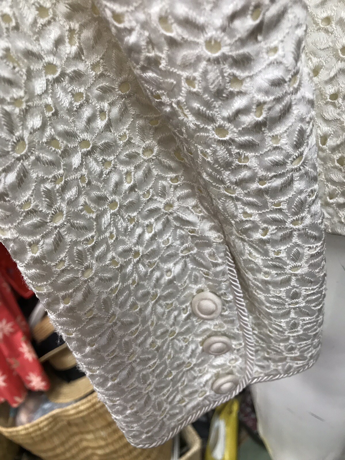 CAROLINE CHARLES Cream Brocade Vintage Jacket - Wedding/Occasion Size 10 UK 3