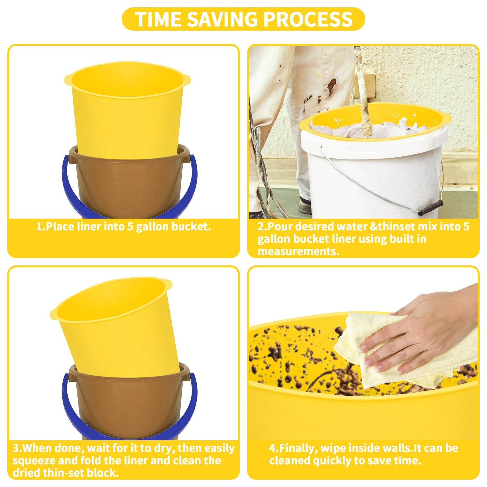 5 Gallon Bucket Liner,Reusable Rubber Bucket Liners Silicone Bucket Saver wit... eBay