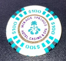 Vintage $100 Mirage Springs CA Poker Casino Chip 1996 Bud Jones OBSOLETE 43mm