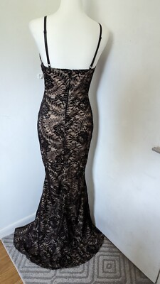 Windsor Size Medium Prom Dress Ball Formal Black Lace Stretch Slit  Spaghetti Str | eBay