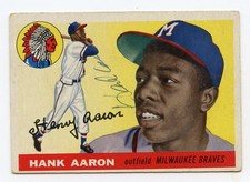 HANK AARON Vintage Ballpoint Signed 1955 Topps #47 Braves HOF PSA/DNA Letter LOA