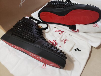 Christian Louboutin spiked black high top sneakers men 43cm $800