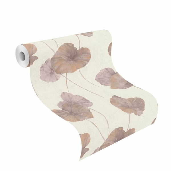 Vliestapete Rasch Floral Seerose Alt-Rosa Weiß Andy Wand 458237 (3,65€/1Qm)-image