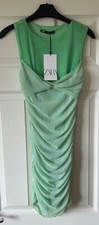BNWT Gorgeous Pale Green ZARA Tulle Draped Dress M 10
