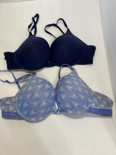 jessica simpson lot of 2 padded pushup tshirt bras print & solid