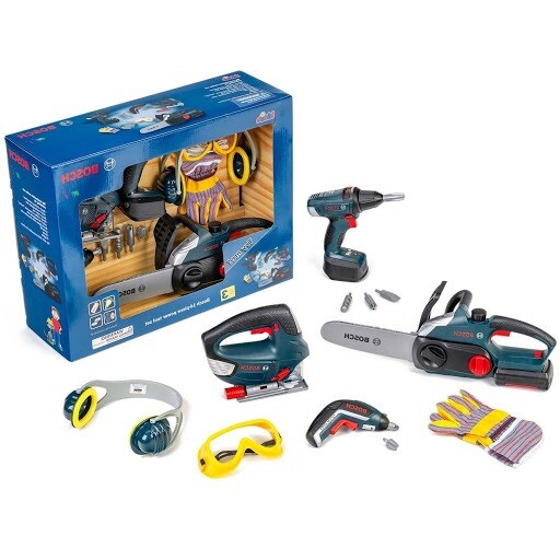 Bosch Kid's Carpentry Play Power Tools Theo Klein 14 Piece Tool Set Battery Toys for sale online