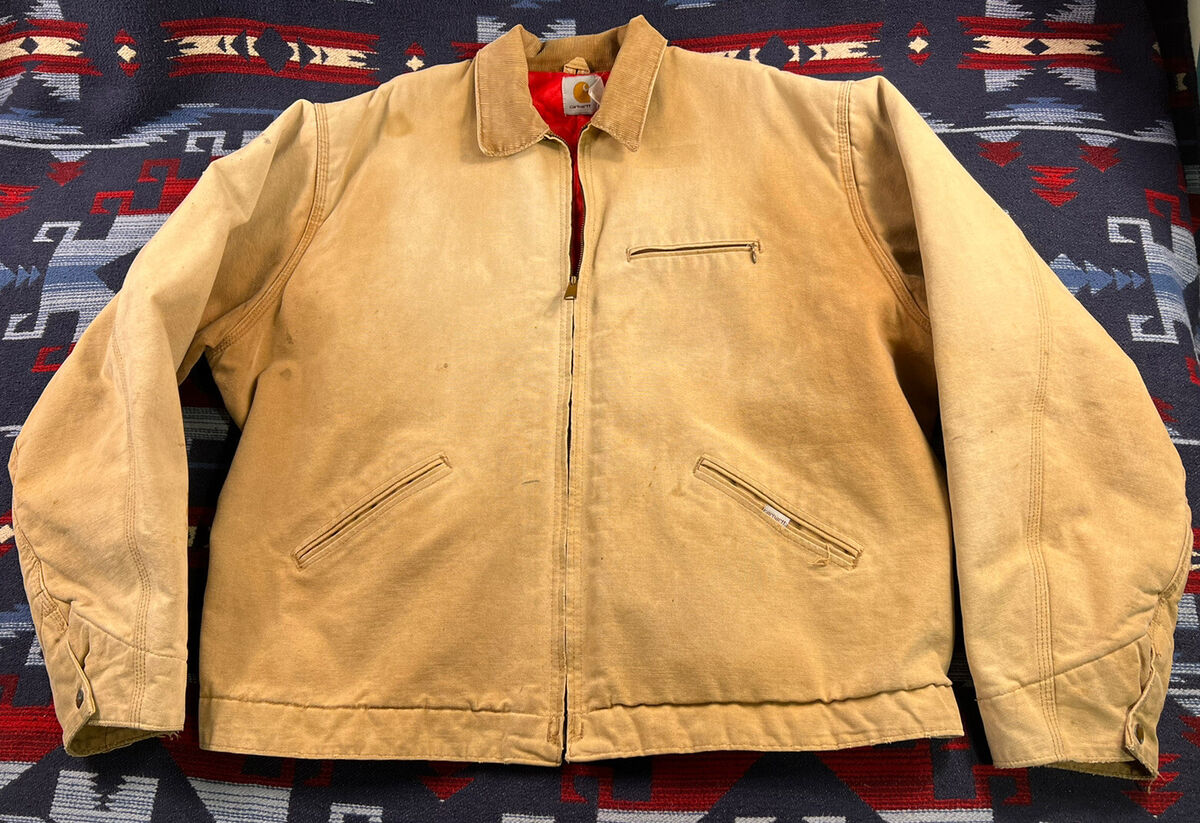 Vtg 90s Carhartt Detroit Jacket USA Made Quilt-Lined Duck Sz XL XXL Tan  Canvas