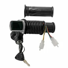 24v 36V 48V Twist Throttle Grips w/ Key Lock & LCD Indicator E Bike Scooter Quad