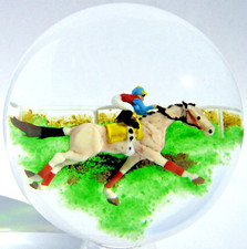 Briefbeschwerer Paperweight JIM D'ONOFRIO Jockey and Horse 1995, handsigniert!