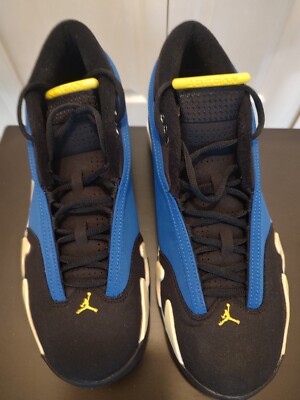 Air Jordan 14 Retro 2015 Low Laney Blue Yellow Sneakers Size 11.5  0888410304167