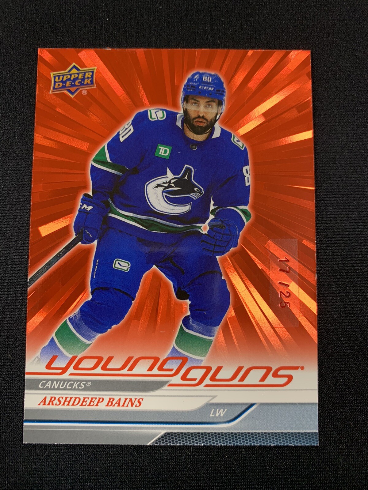 2024-25 UPPER DECK SERIES 1 YOUNG GUNS OUTBURST RED ARSHDEEP BAINS 17/25 #231