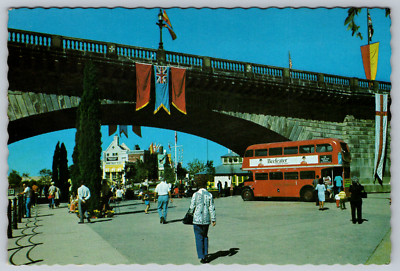 London Bridge Lake Havasu City Arizona Double Decker Bus Postcard