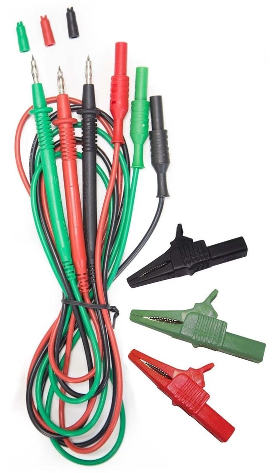 AMECaL TL-115-S-C 3-Wire Test Leads, Croc Clips for Fluke Megger Metrel