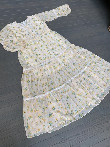 Women's 3 Layer Floral Long Sleeve Laces Maxi Dress Size M - Picture 6 of 13