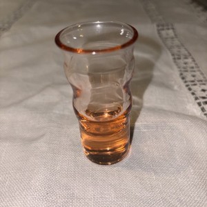Pink Depression Glass Shot Glass, Tall, Wavy W/Thick Weighted Bottom 2 7/8"