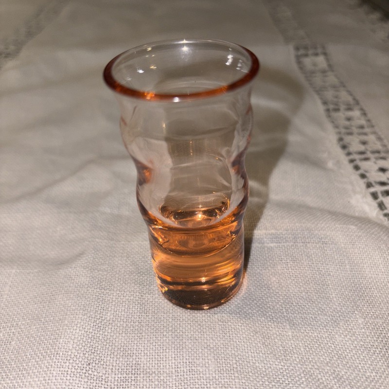 Pink Depression Glass Shot Glass, Tall, Wavy W/Thick Weighted Bottom 2 7/8"