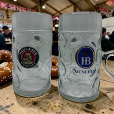 Set of 2 Giant Dimpled German Beer Mugs Paula...