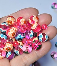 Flower Bead Pink Bead Round Beads for Jewelry Beads Hibiscus DIY 100 pcs 10mm