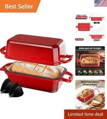 Professional 2PCS Red Cast Iron Baking Set for Sourdough & Meatloaf - Oven Safe