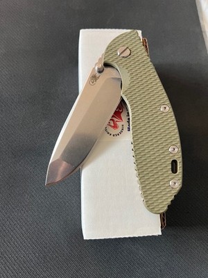 NEW - Hinderer Knives XM 24 Spanto S45VN Tri-Way Stonewash Bronze - OD Green