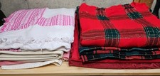 Lot Of 8 Tablecloths Cotton Linen Damask Embroidery, Assorted Sizes