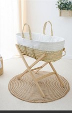 Newborn Moses Basket and Stand with Mattress and Bedding New Unused White