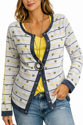 Set Shirt Top Jacke AJC weiß gelb Muster Langarm (8061) NEU
